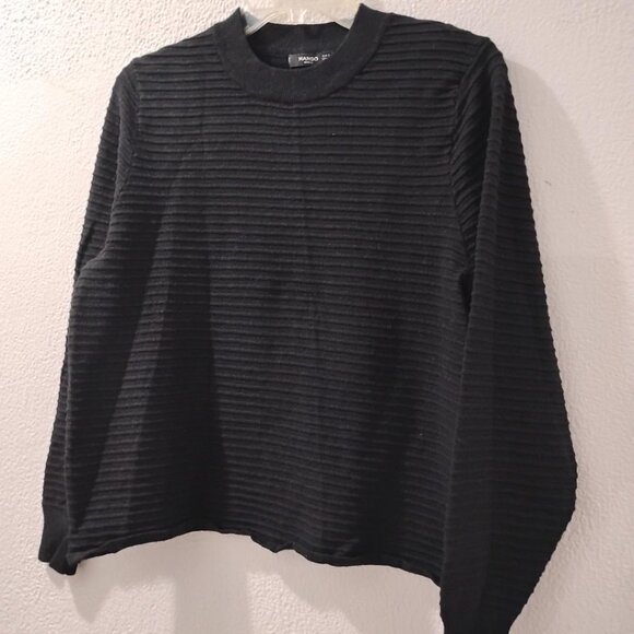 Mango-S- RELIEVER IN COTTON KNIT-BLACK TOP - Picture 3 of 5